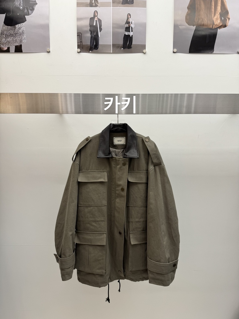 AMOOD韓國直郵㊣女裝新品人氣職業時尚推薦熱賣夾克水洗棉質AMOOD夾克圖色2