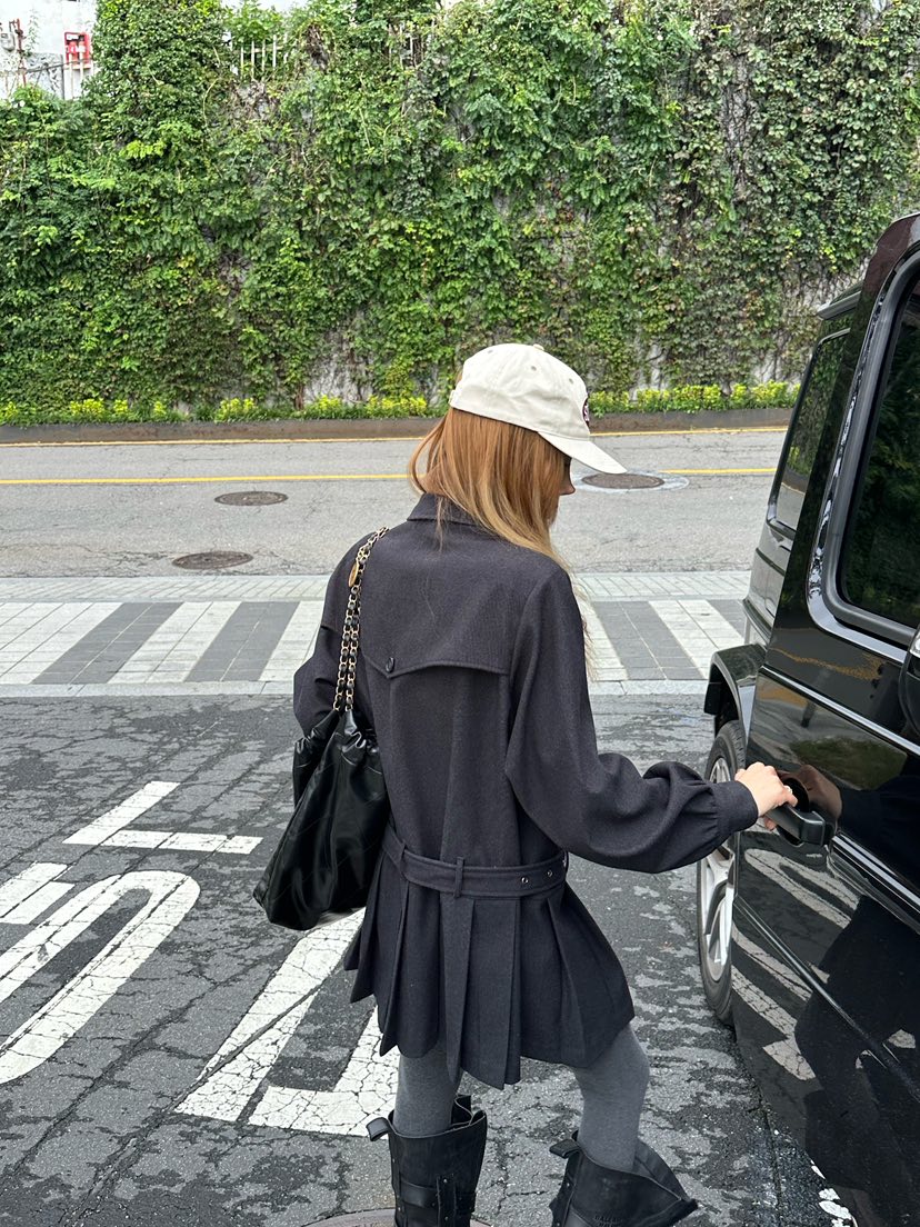 ZEROZERO韓國代購㊣女裝新款推薦時尚人氣連衣裙含腰帶羊毛ZEROZERO連衣裙