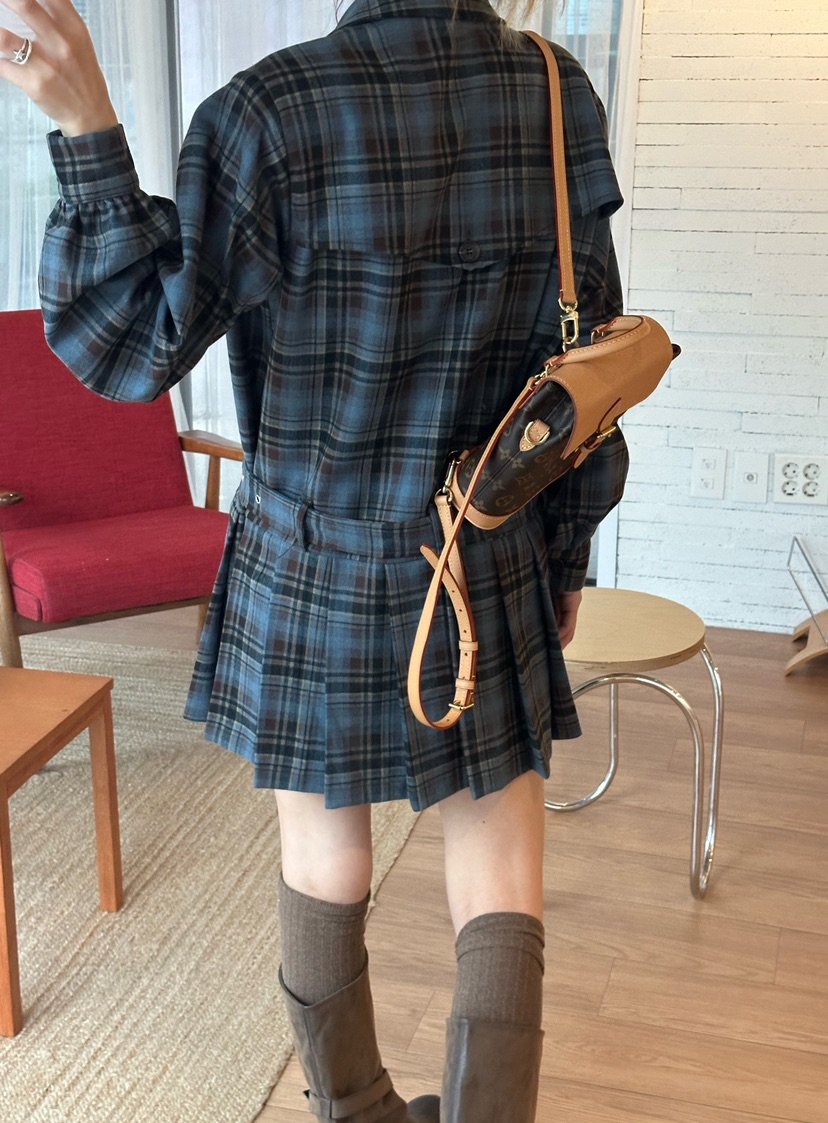 ZEROZERO韓國代購㊣女裝新款推薦時尚人氣連衣裙含腰帶羊毛ZEROZERO連衣裙