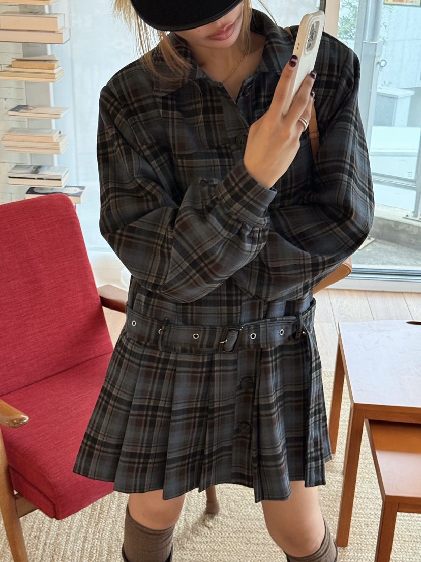 ZEROZERO韓國代購㊣女裝新款推薦時尚人氣連衣裙含腰帶羊毛ZEROZERO連衣裙圖色2