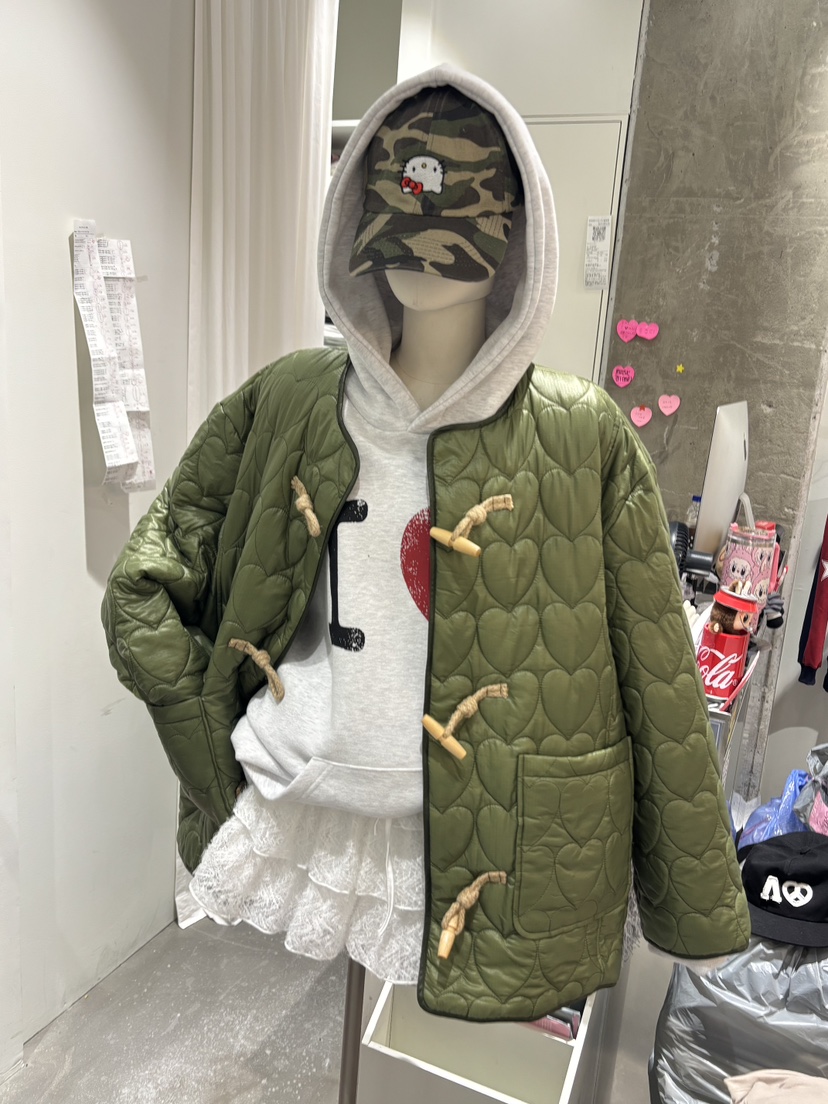 OKIE韓國代購㊣女裝新品休閑時尚真品熱賣推薦夾克心形絎縫OKIE夾克