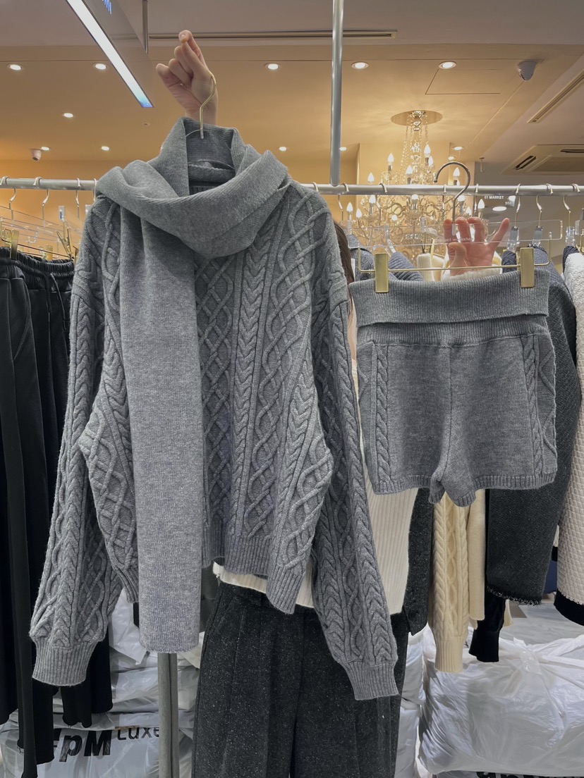 WORK SHOP東大門㊣直郵女士新款休閑25秋冬套裝三件套含圍巾Work_shop套裝圖色2
