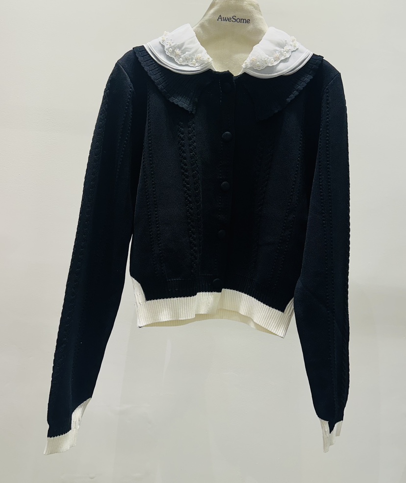 AWESOME-P東大門㊣代購女裝新品熱賣推薦休閑針織衫拼色開衫AWESOME-P針織衫