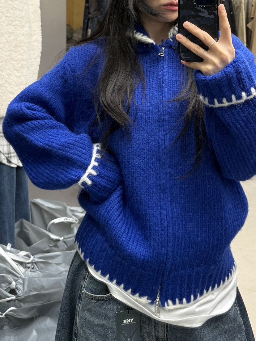 INTHEEND韓國代購㊣女裝新款職業真品推薦時尚熱賣毛衣拉鏈INTHEEND毛衣