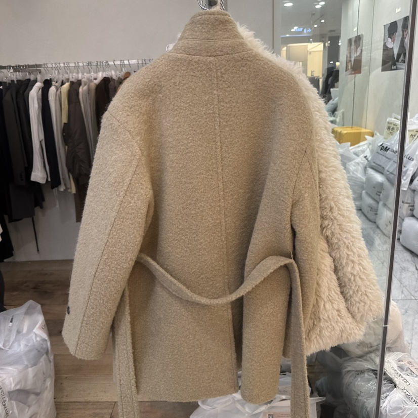 CREAM VILLA韓國直郵㊣女士新款推薦中長款大衣含腰帶CREAMVILLA中長款大衣