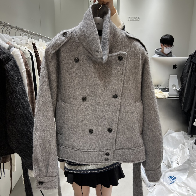 NUESE東大門㊣代購女士新品推薦休閑時尚人氣熱賣短款大衣涂層NUESE短款大衣圖色2