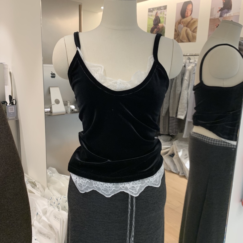 MEET ME韓國代購㊣女士新款休閑熱賣真品推薦吊帶背心天鵝絨MEET ME吊帶/背心