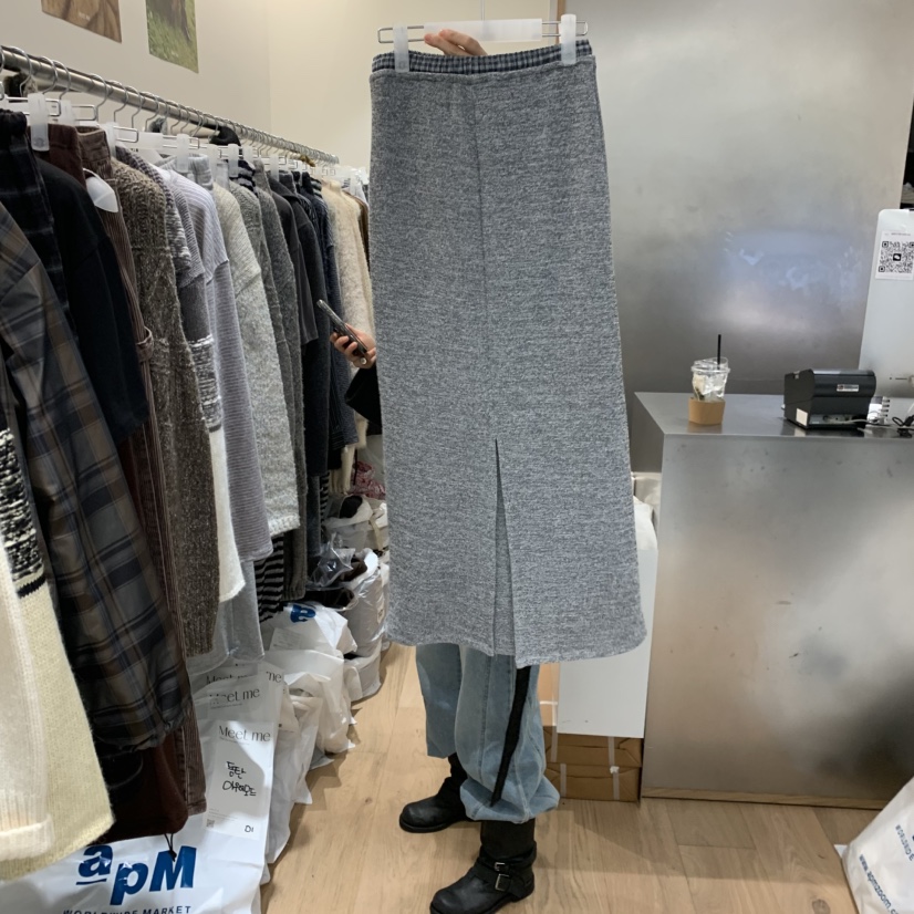 MEET ME東大門㊣直郵女裝新品真品休閑推薦人氣職業長裙格紋MEET ME長裙