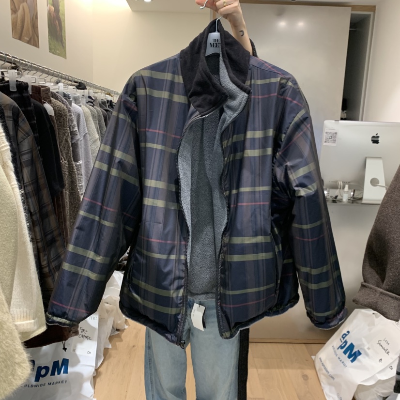 MEET ME東大門㊣直郵女裝新品休閑真品職業夾克羊毛格紋雙面MEET ME夾克