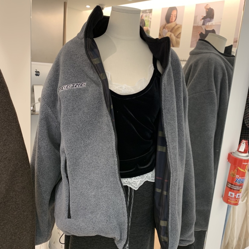 MEET ME東大門㊣直郵女裝新品休閑真品職業夾克羊毛格紋雙面MEET ME夾克圖色2