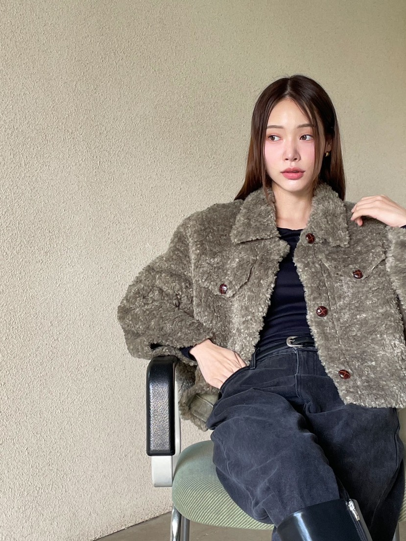 NEOUL韓國代購㊣女裝新款時尚真品25秋冬職業休閑推薦短款大衣NEOUL/ahin雙領標簽短款大衣