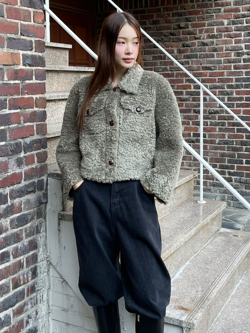 NEOUL韓國代購㊣女裝新款時尚真品25秋冬職業休閑推薦短款大衣NEOUL/ahin雙領標簽短款大衣