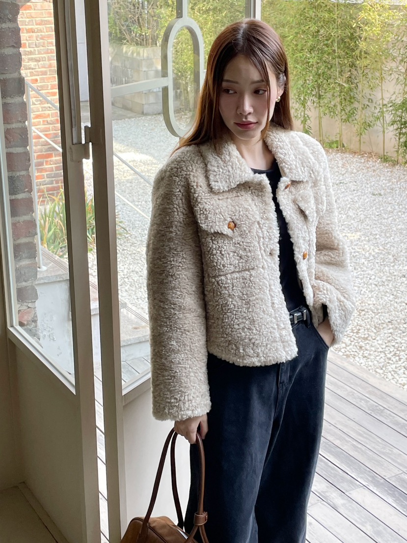NEOUL韓國代購㊣女裝新款時尚真品25秋冬職業休閑推薦短款大衣NEOUL/ahin雙領標簽短款大衣
