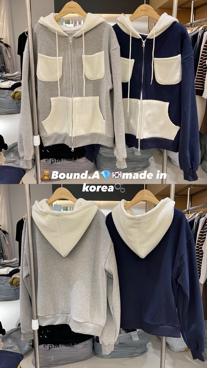 BOUND.A東大門㊣實拍女裝新品推薦25秋冬夾克連帽拉鏈衫加絨BOUND.A夾克