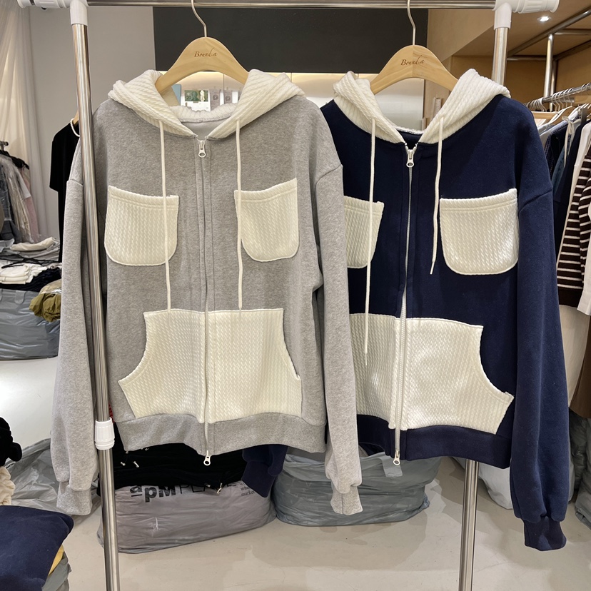 BOUND.A東大門㊣實拍女裝新品推薦25秋冬夾克連帽拉鏈衫加絨BOUND.A夾克