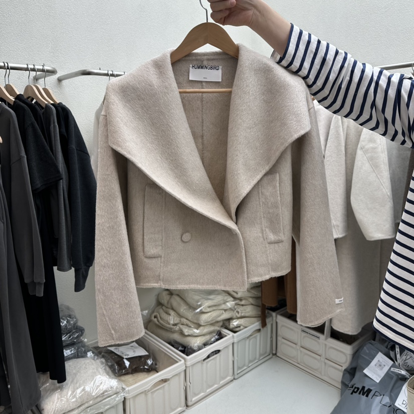 HUMMING BIRD東大門㊣實拍女士新品人氣時尚休閑25秋冬短款大衣HUMMING BIRD短款大衣