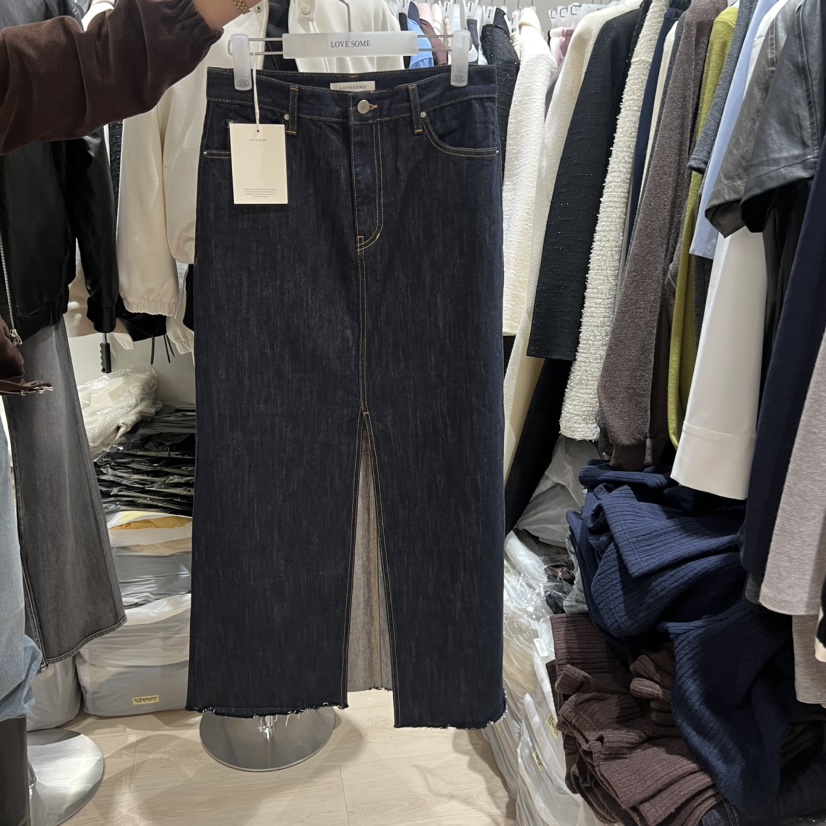 LOVE SOME韓國直郵㊣女士新品休閑熱賣人氣長裙不褪色開衩LOVE SOME長裙