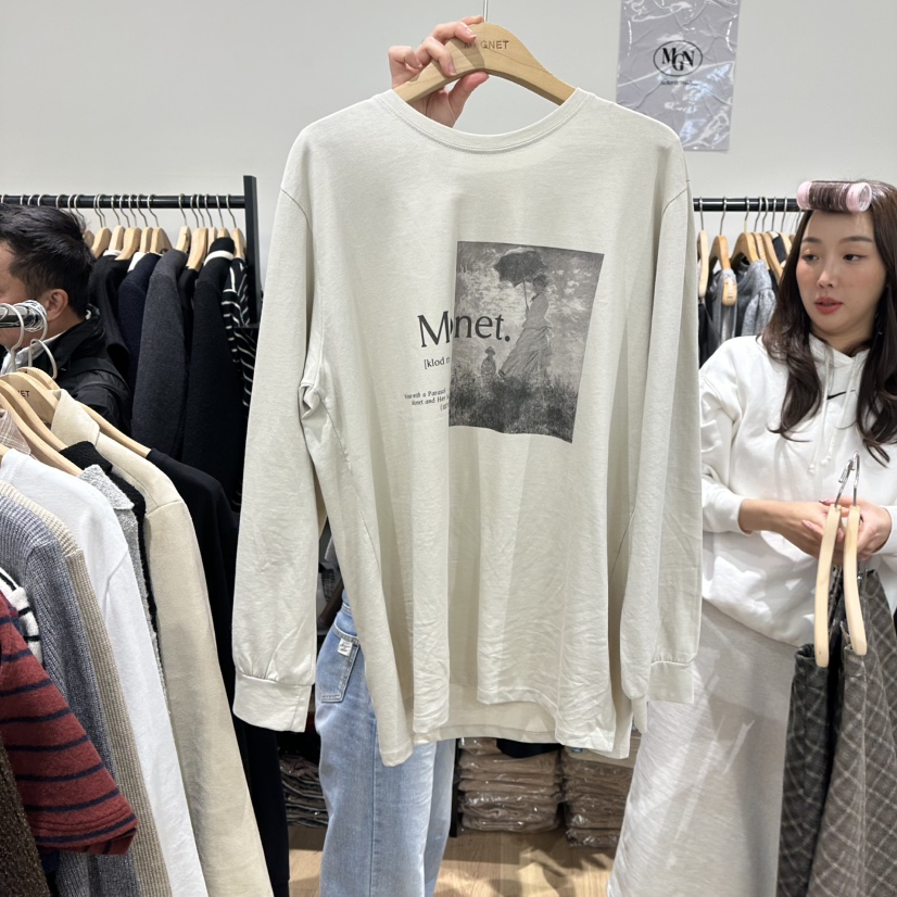 M.G.N東大門㊣直郵女裝新品25秋冬休閑人氣真品熱賣長袖T恤MAGNET長袖T恤圖色3杏色