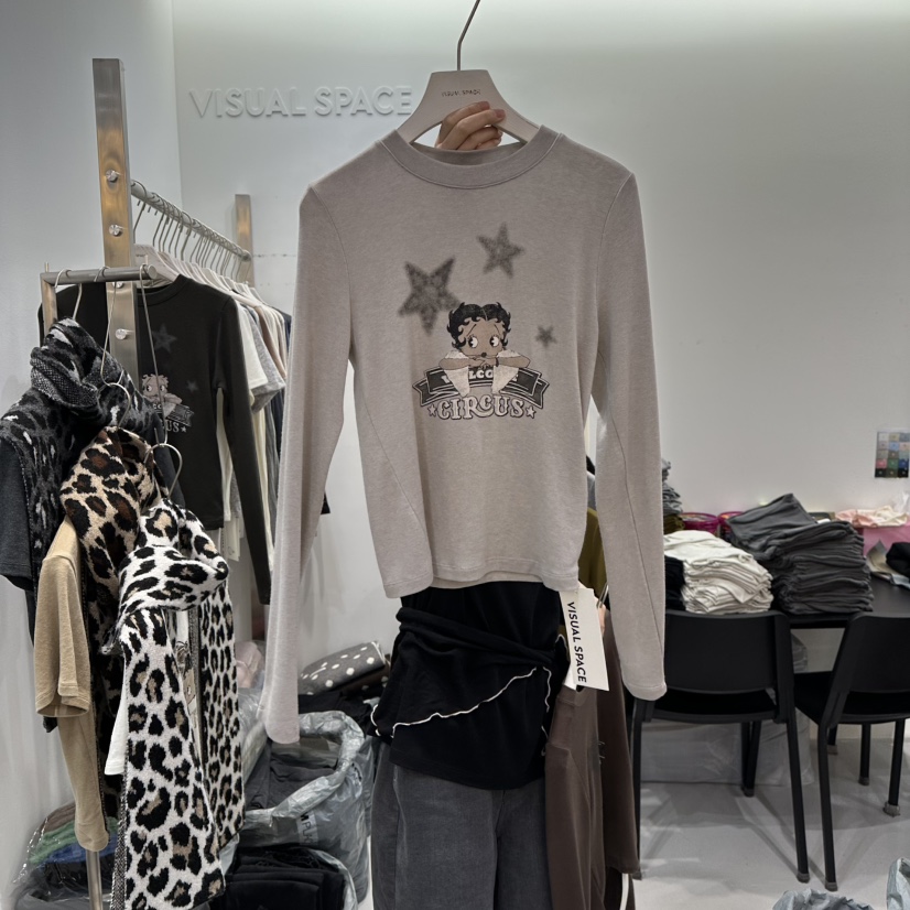 VISUAL SPACE東大門㊣直郵女士新品休閑人氣真品職業長袖T恤VISUAL SPACE長袖T恤