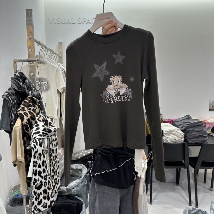 VISUAL SPACE東大門㊣直郵女士新品休閑人氣真品職業長袖T恤VISUAL SPACE長袖T恤圖色3