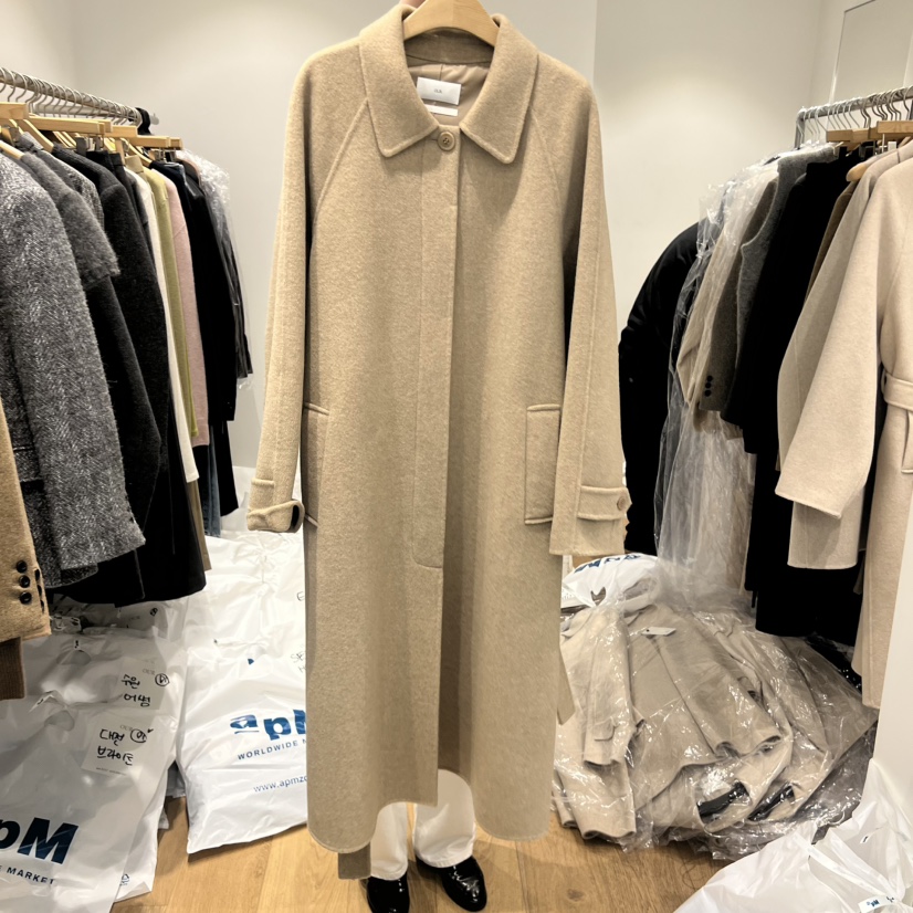 OUR-A韓國代購㊣女裝新品休閑推薦中長款大衣手工制作含腰帶OUR-A中長款大衣圖色3