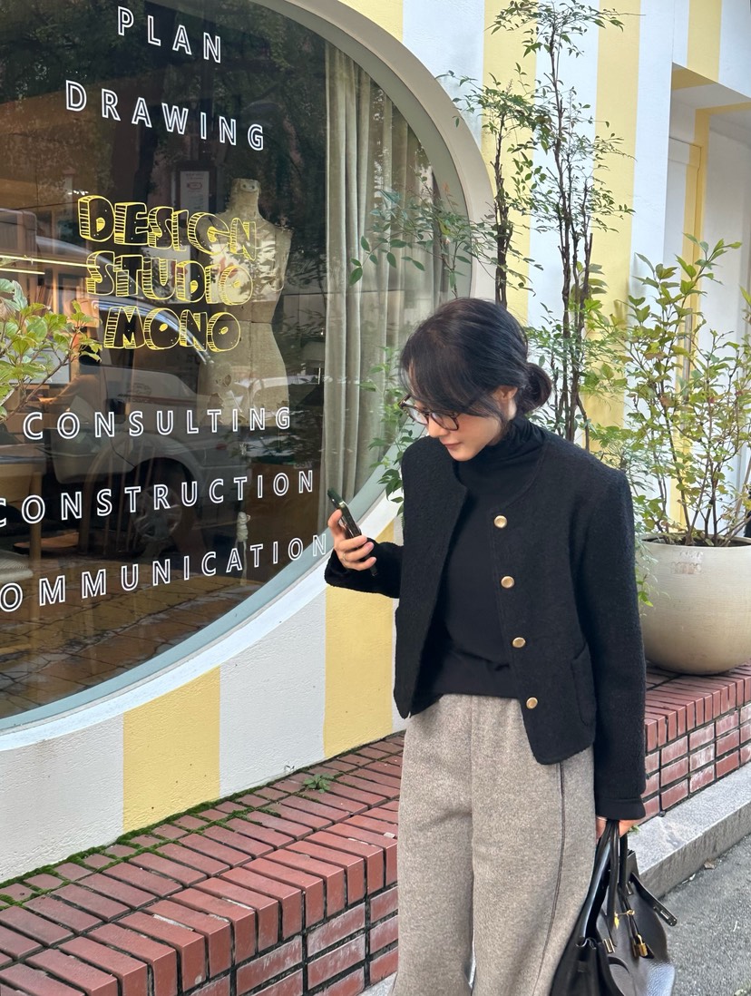 HEIZE韓國直郵㊣女裝新品休閑推薦職業25秋冬熱賣夾克粗花呢HEIZE夾克