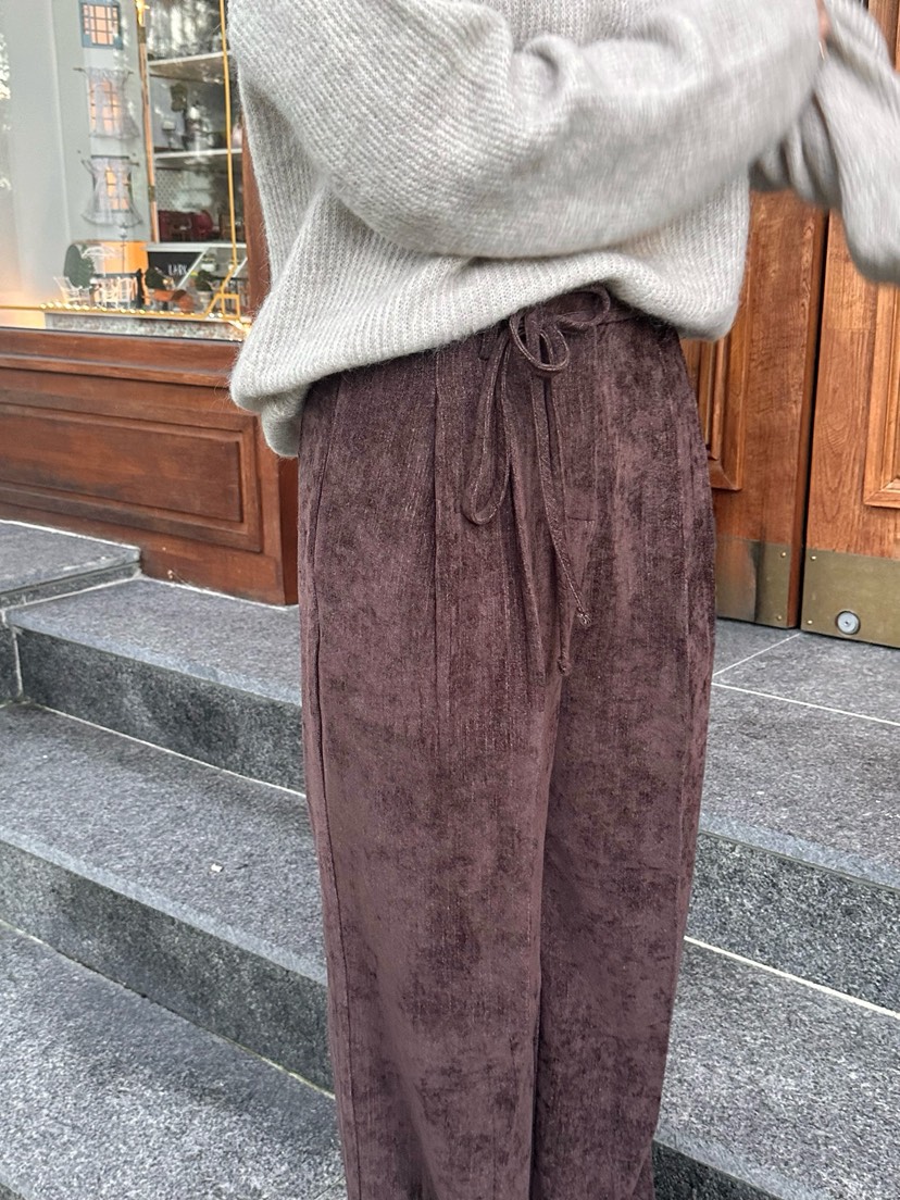HEIZE東大門㊣直郵女裝新款熱賣職業人氣時尚休閑褲含腰繩羊毛HEIZE休閑褲