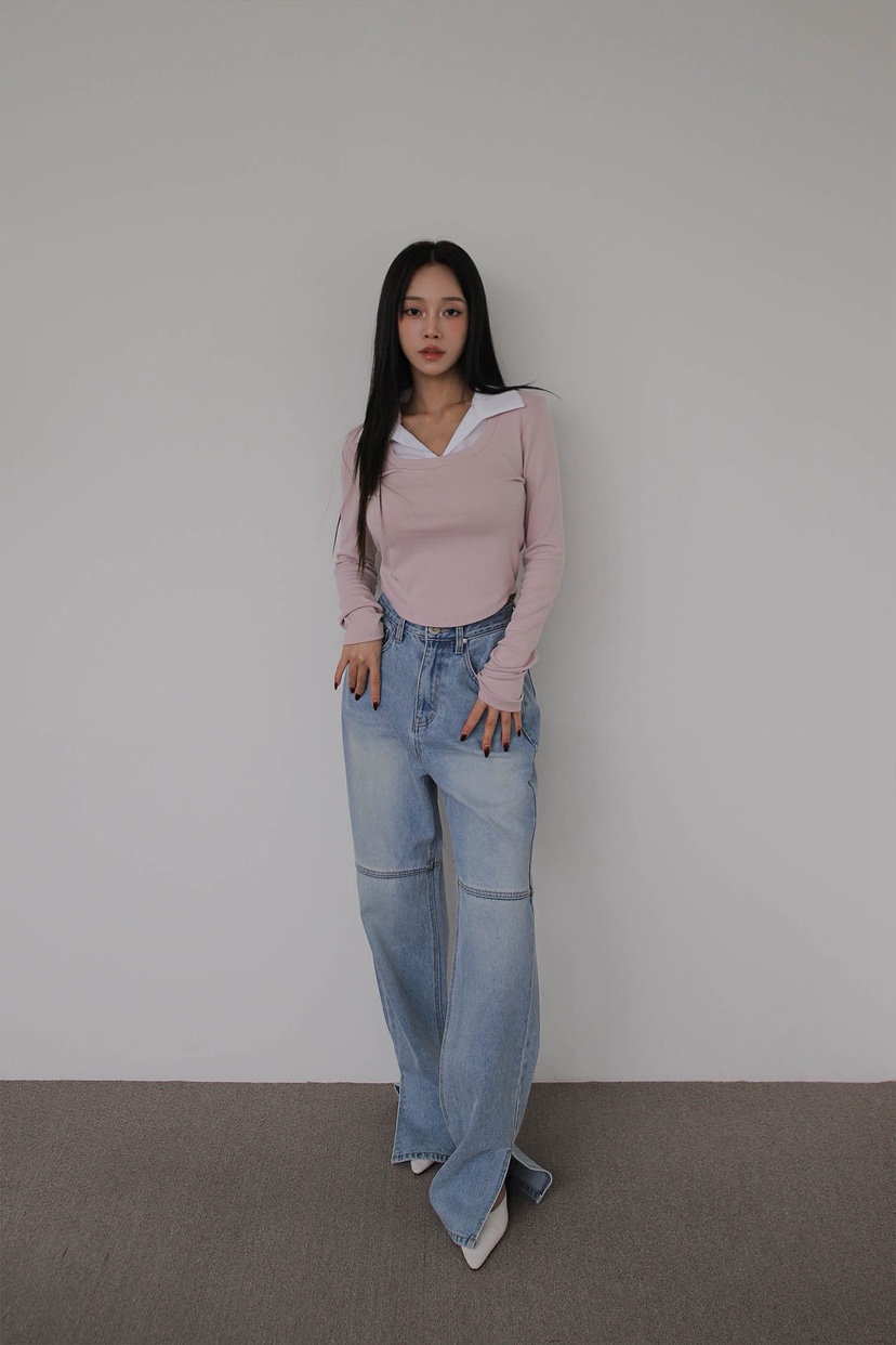 SLIT韓國直郵㊣女裝新品時尚人氣休閑熱賣職業真品推薦長袖T恤SLIT長袖T恤