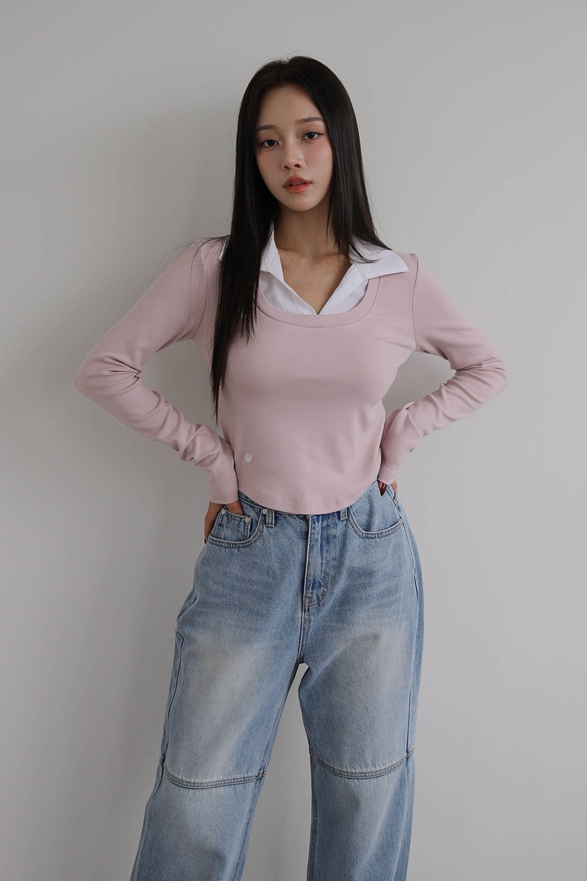 SLIT韓國直郵㊣女裝新品時尚人氣休閑熱賣職業真品推薦長袖T恤SLIT長袖T恤