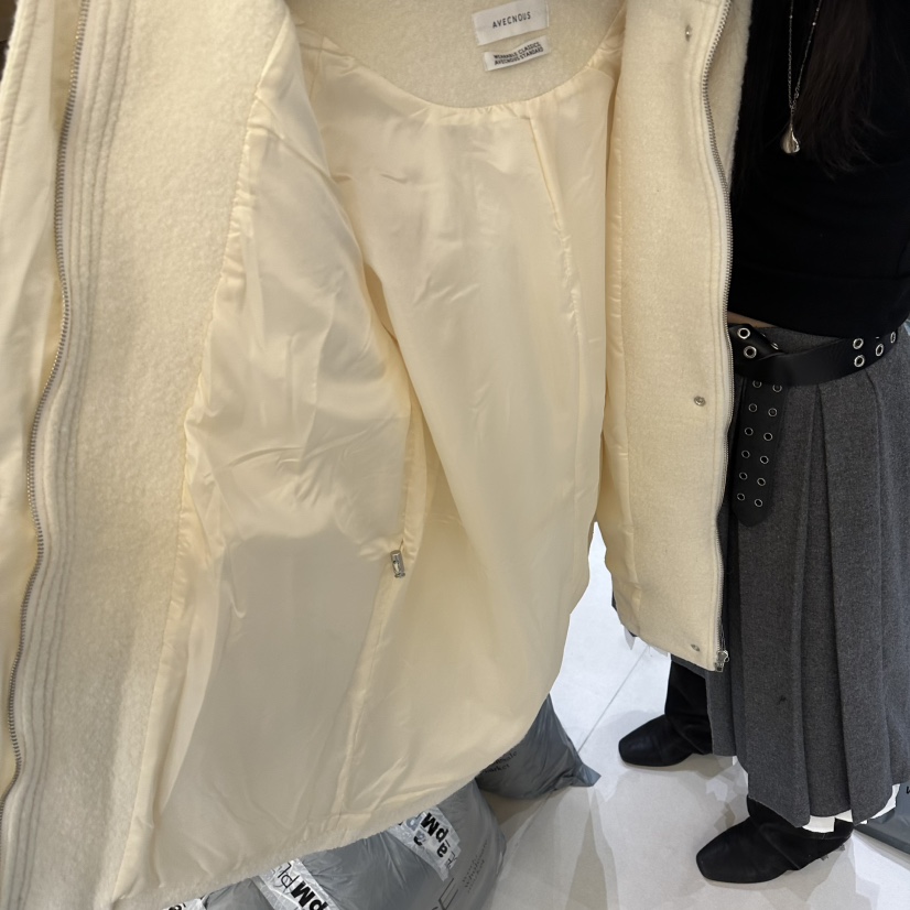 AVECNOUS東大門㊣直郵女裝新款人氣時尚真品短款大衣羊毛兜帽AVECNOUS短款大衣