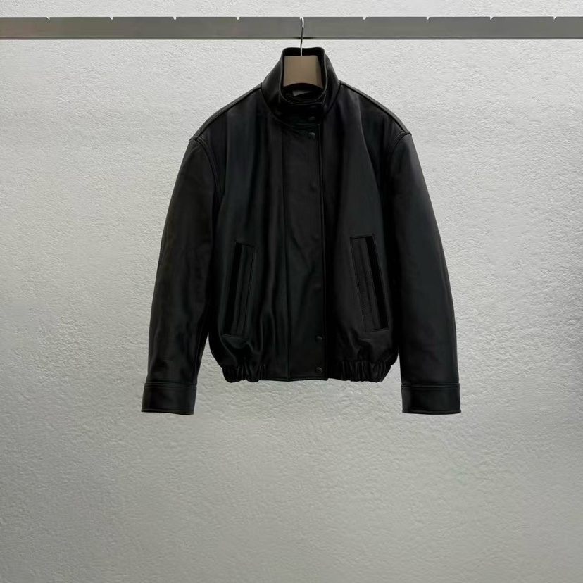 STATEMENT韓國代購㊣女裝新品時尚人氣休閑職業熱賣25秋冬皮衣STATEMENT皮衣圖色2黑色