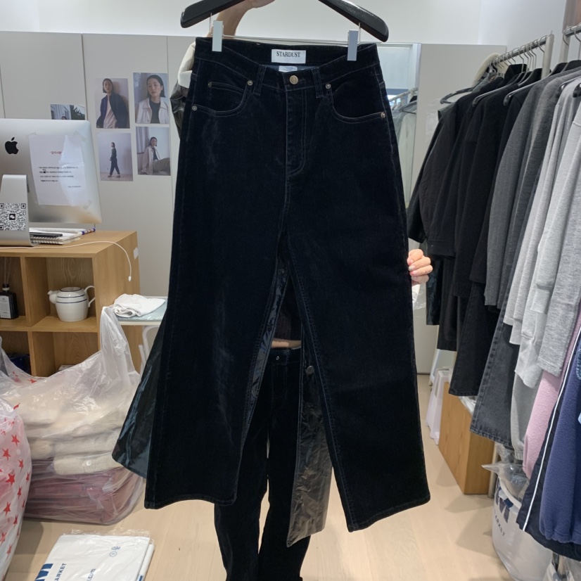THE STARDUST東大門㊣直郵女裝新品熱賣推薦人氣牛仔褲天鵝絨THE STARDUST牛仔褲