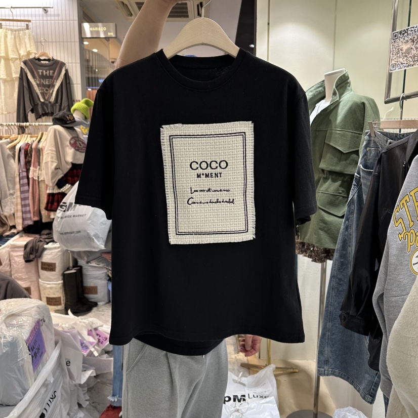 COCOMATON韓國直郵㊣女士新品時尚人氣25秋冬推薦真品T恤刺繡COCOMATONT恤圖色2