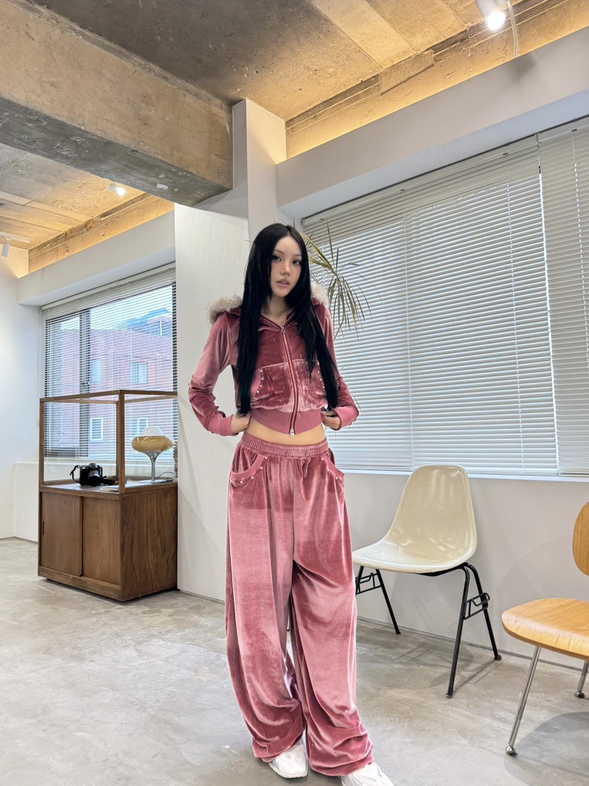NUEUN東大門㊣實拍女裝新款職業真品25秋冬時尚休閑褲天鵝絨NUEUN/SEEOT休閑褲