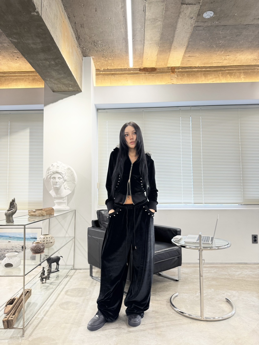 NUEUN東大門㊣實拍女裝新款職業真品25秋冬時尚休閑褲天鵝絨NUEUN/SEEOT休閑褲