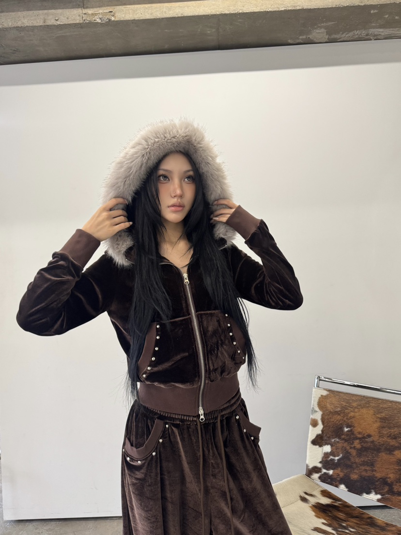NUEUN東大門㊣實拍女裝新款職業真品25秋冬時尚休閑褲天鵝絨NUEUN/SEEOT休閑褲