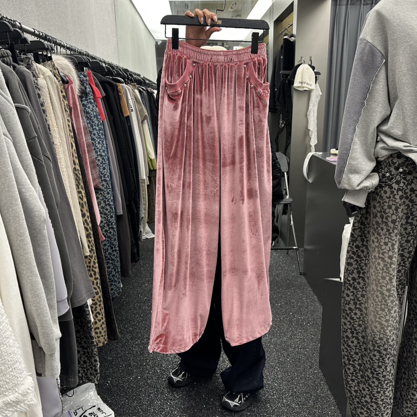 NUEUN東大門㊣實拍女裝新款職業真品25秋冬時尚休閑褲天鵝絨NUEUN/SEEOT休閑褲圖色2