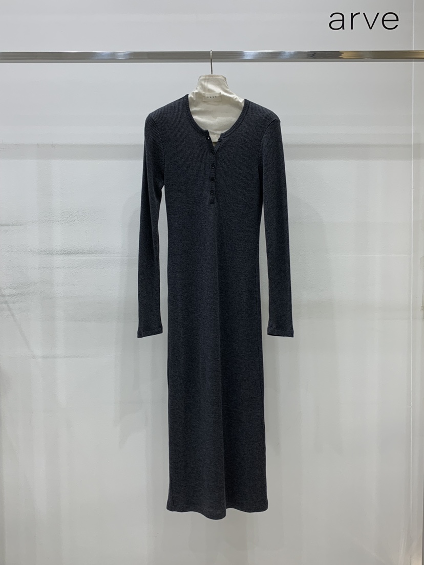 ARVE韓國直郵㊣女士新品職業休閑熱賣25秋冬真品連衣裙紐扣ARVE連衣裙圖色3