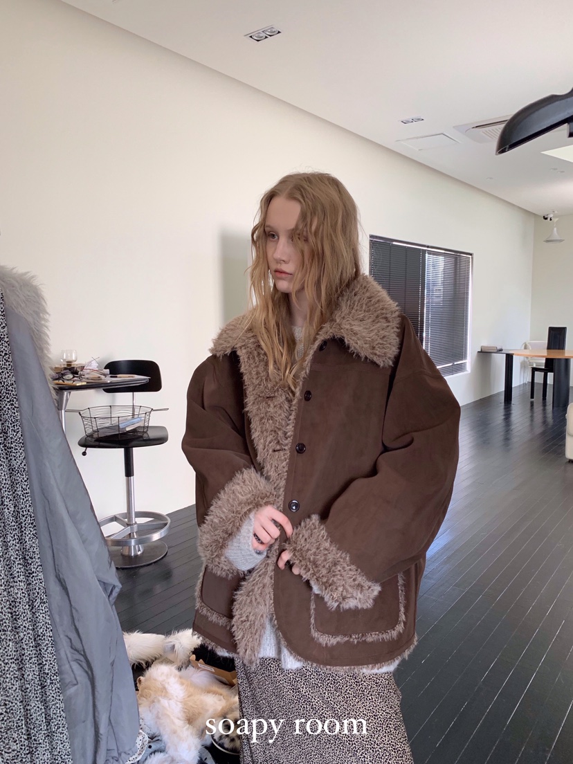 SOAPYROOM韓國代購㊣女裝新款職業時尚25秋冬夾克里外穿雙面SOAPYROOM夾克