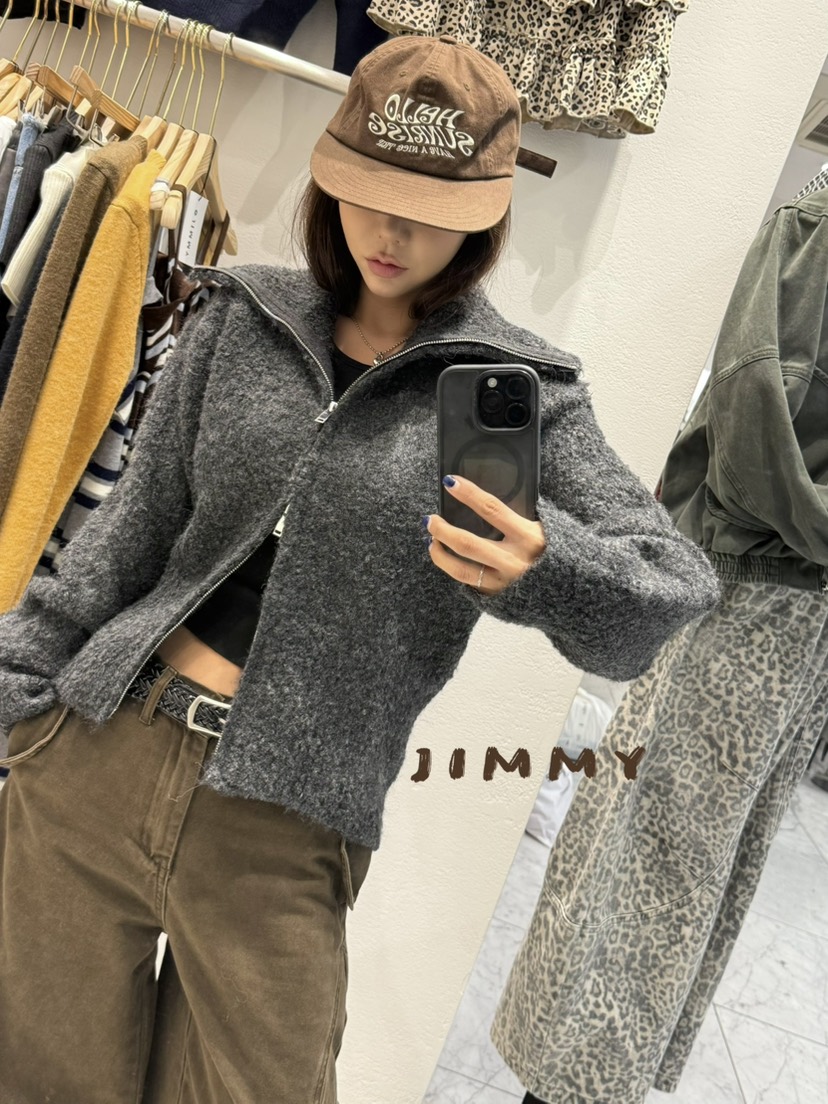 JIMMY東大門㊣代購女士新款休閑職業真品時尚熱賣針織衫拉鏈JIMMY/REMAKE針織衫
