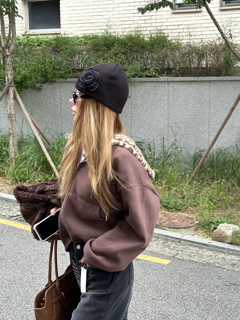 ZEROZERO韓國代購㊣女裝新款職業25秋冬真品休閑夾克拉鏈連帽ZEROZERO夾克