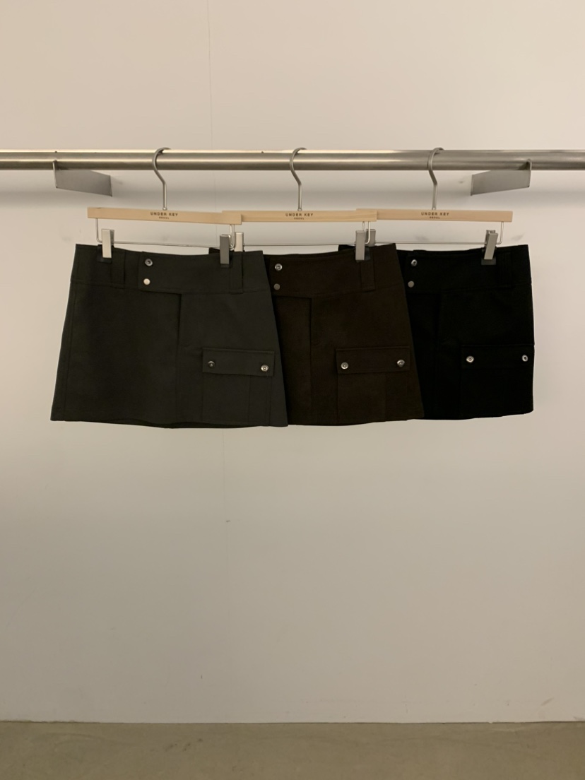 UNDER KEY東大門㊣實拍女士新品時尚熱賣25秋冬休閑短裙口袋UNDER KEY短裙