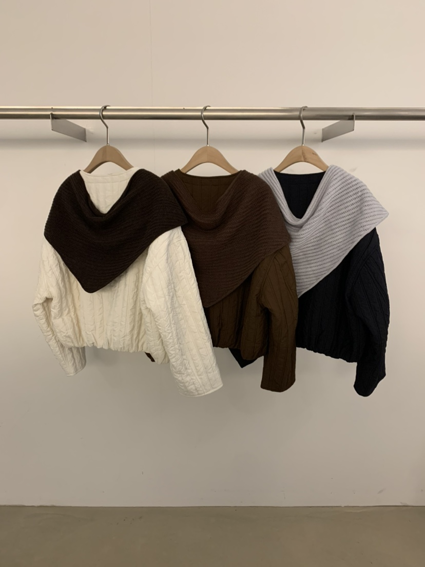 UNDER KEY韓國代購㊣女裝新品25秋冬短款棉服含圍巾絎縫棉UNDER KEY短款棉服