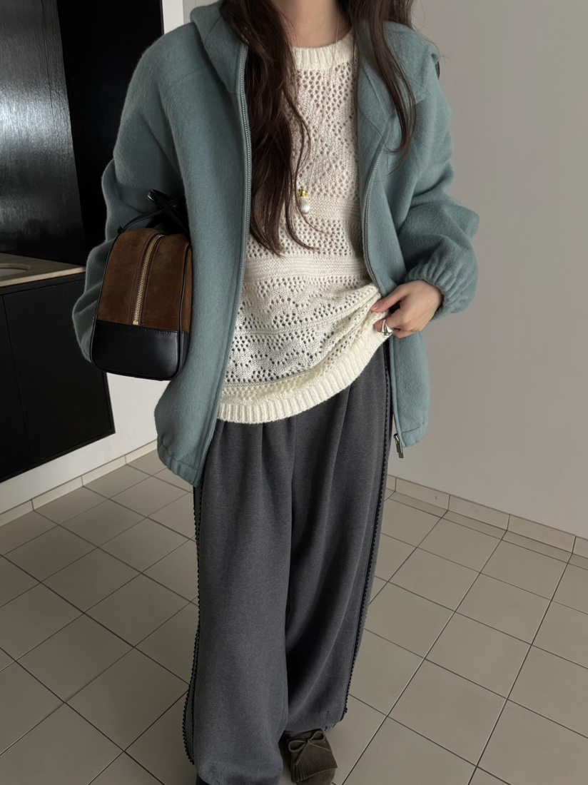 PEBBLE東大門㊣實拍女士新款真品25秋冬休閑熱賣休閑褲蕾絲PEBBLE/LAYER休閑褲