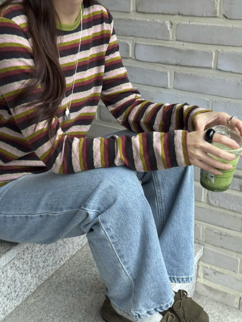 PEBBLE東大門㊣直郵女裝新款休閑推薦時尚25秋冬職業長袖T恤PEBBLE/LAYER長袖T恤