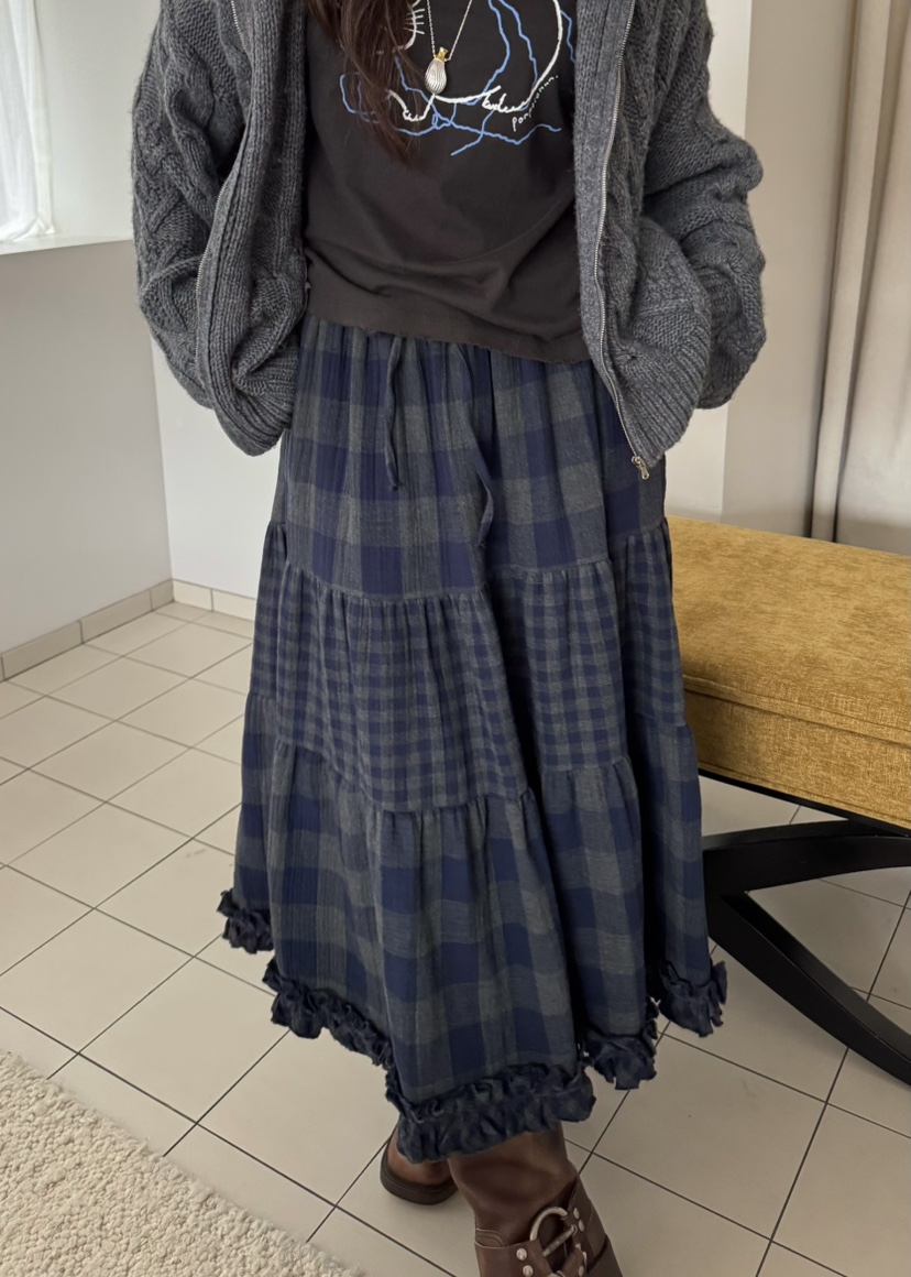 PEBBLE韓國直郵㊣女士新品熱賣休閑推薦25秋冬職業真品長裙PEBBLE/LAYER長裙