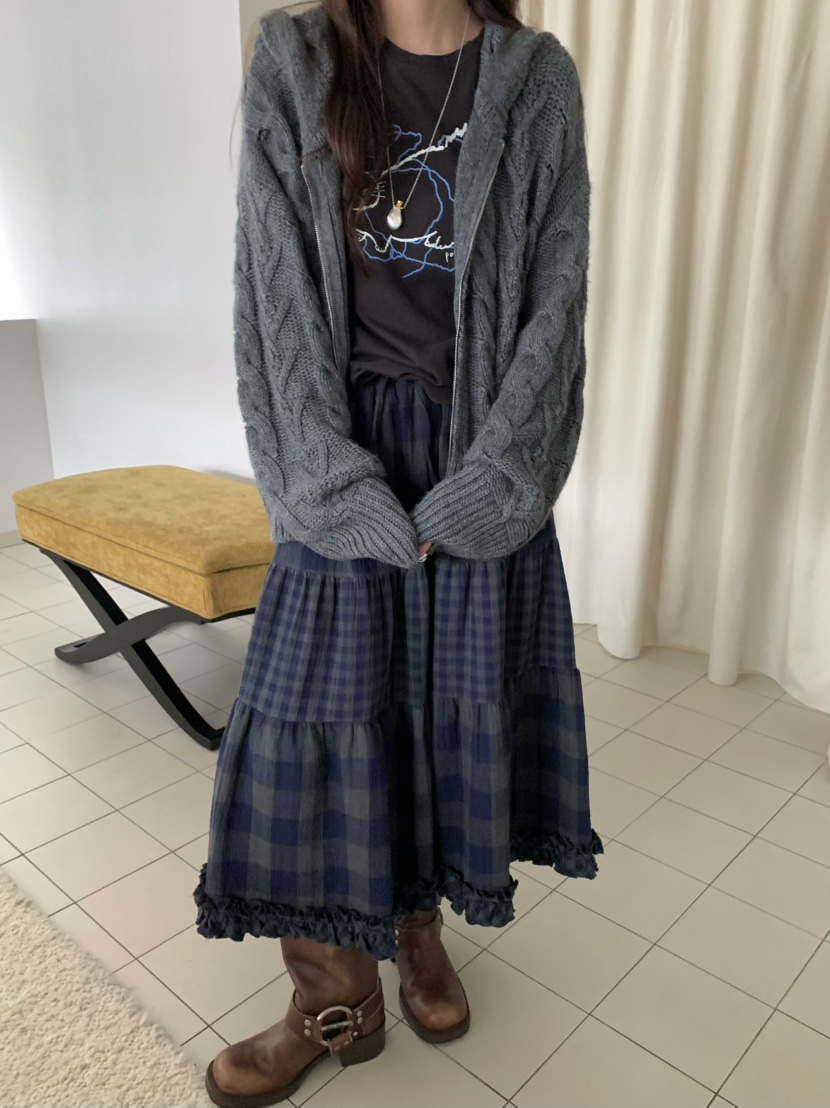PEBBLE韓國直郵㊣女士新品熱賣休閑推薦25秋冬職業真品長裙PEBBLE/LAYER長裙