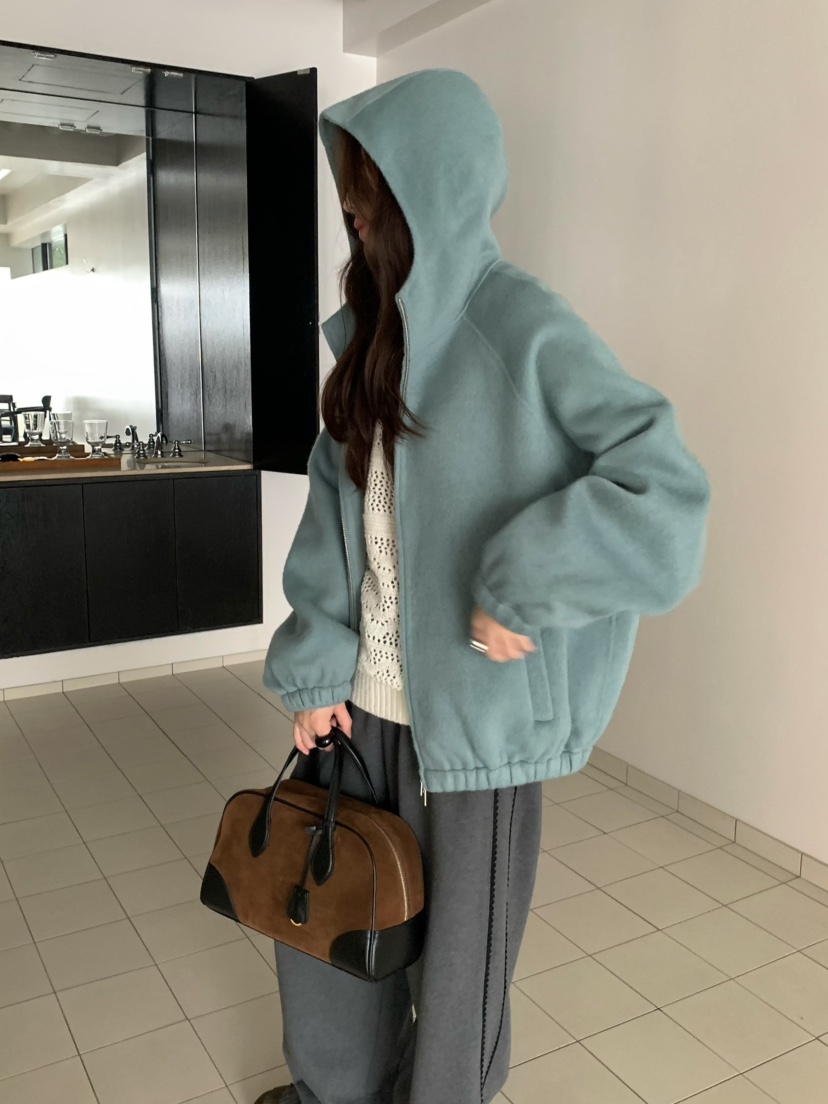 PEBBLE東大門㊣直郵女士新款職業推薦人氣夾克手工拉鏈連帽PEBBLE/LAYER夾克