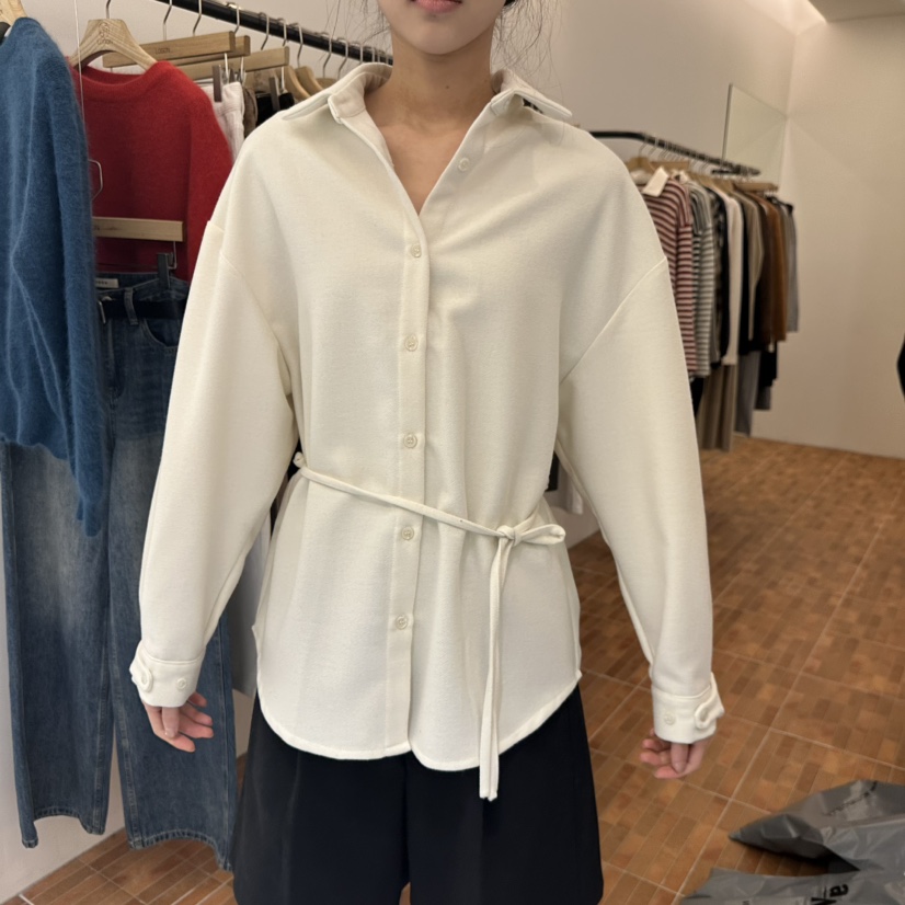 LOGON東大門㊣直郵女裝新款休閑推薦熱賣時尚襯衫蕾絲衫含腰帶LOGON襯衫/蕾絲衫圖色3