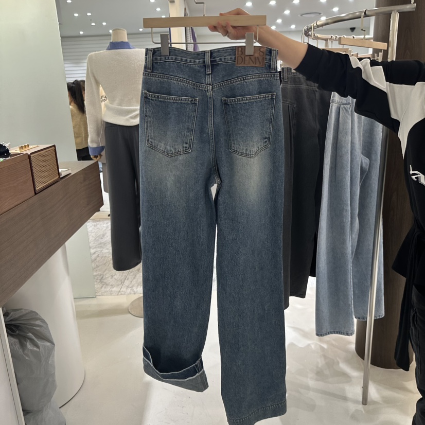 BES東大門㊣代購女士新品熱賣人氣真品推薦職業時尚牛仔褲拼色BES SEOUL牛仔褲